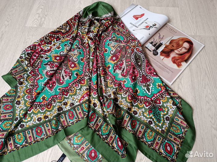 Платок Шаль etro Зелёный Шелк