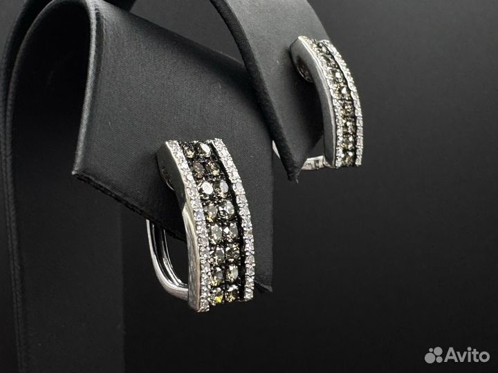 Золотые серьги 585 Бриллианты 1 карат