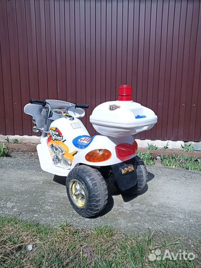 Белый детский электро мотоцикл
