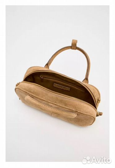 Мини сумка из замши с двойной ручкой zara