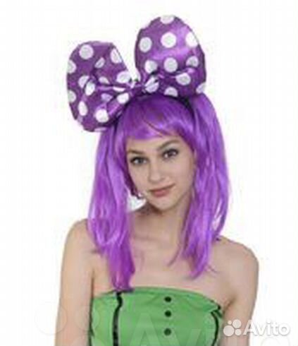Карнавальный парик фиолетовый с бантом