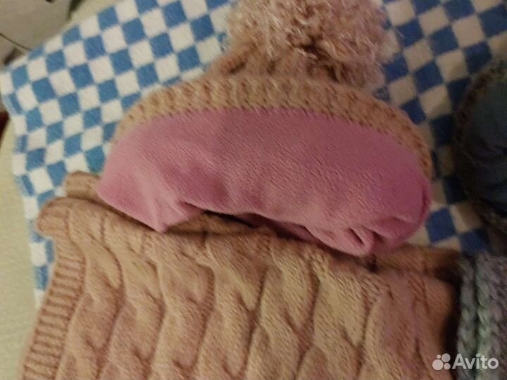 Комплект шапка и шарф, шапка для девочки