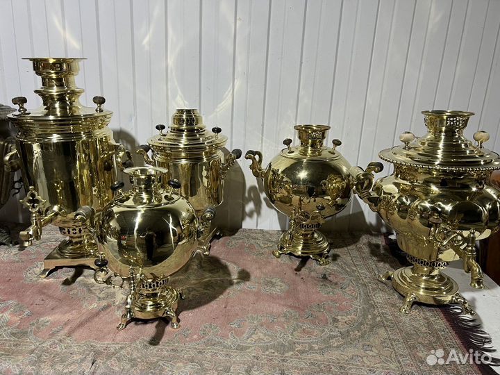 Самовары на дровах латунные