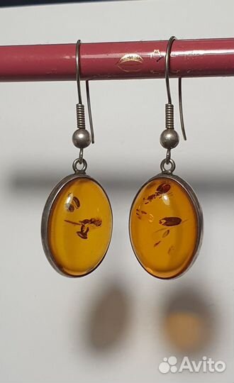 Серьги янтарь СССР