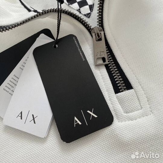 Свитшот armani полузамок белый мужской