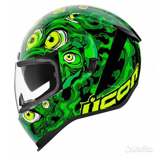 Icon Airform Illuminatus зеленый мотошлем
