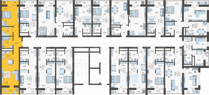 2-к. квартира, 51 м², 9/19 эт.