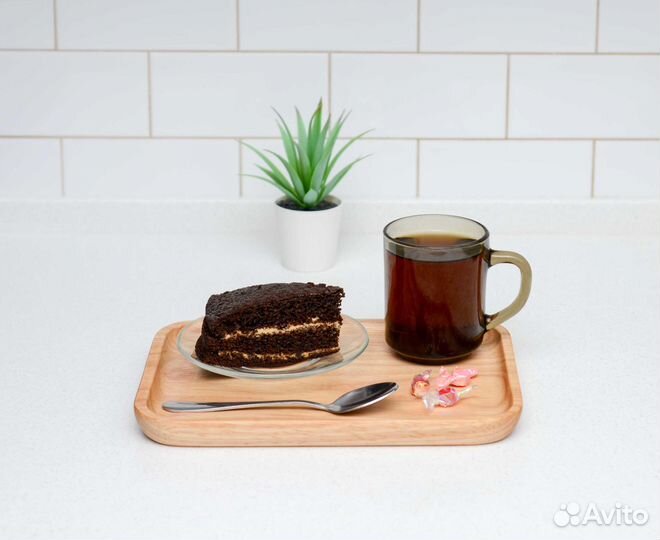 Поднос деревянный плоский 25х18. Тарелка плоская д