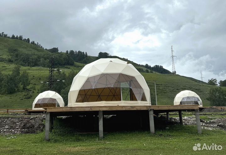 Купольный шатер для глэмпинга диаметр 6 м