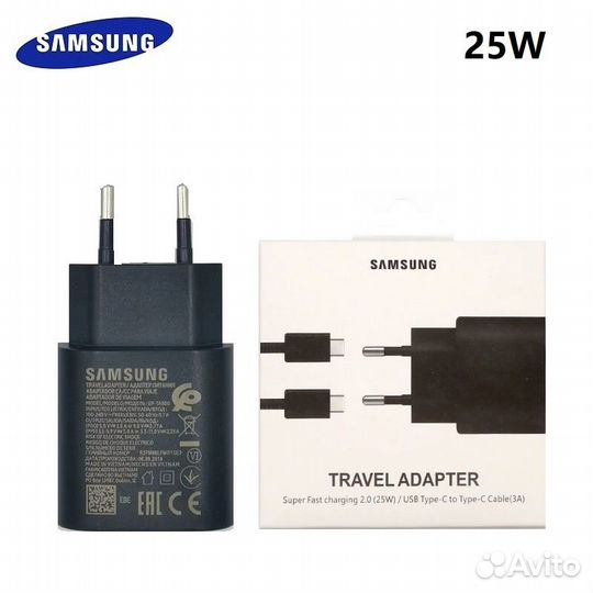 Сетевое зарядное устройство + кабель, Samsung 25W