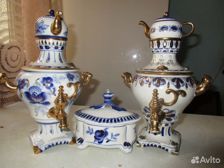 Самовары-гжель и конфетница СССР