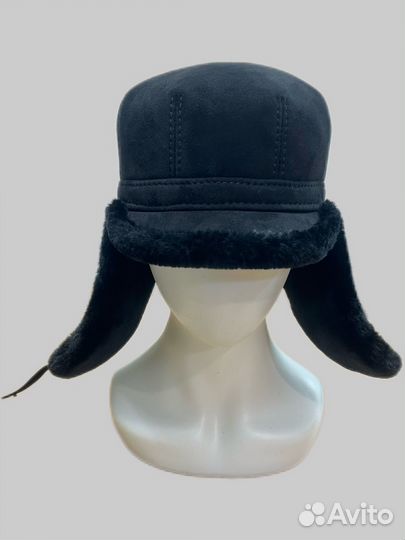 Бейсболка ушанка мужская зимняя черная