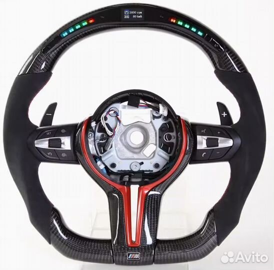 Руль BMW карбон, подогрев, дисплей, лепестки