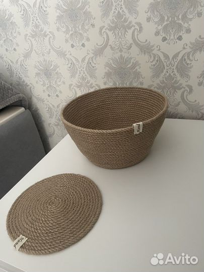 Корзина для хранения из джута ручная работа