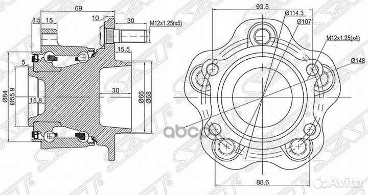 Ступичный узел задн. nissan teana #J32 2WD/mura