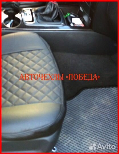 Чехлы Kia Sorento 2 из экокожи чёрные Ромб