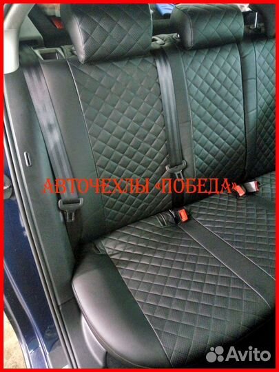 Чехлы Skoda Fabia из экокожи чёрные Ромб