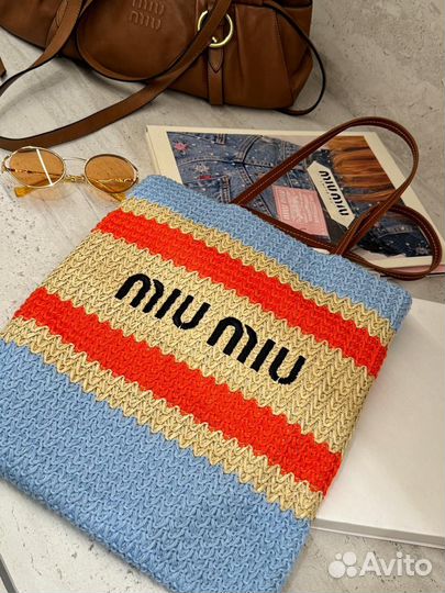 Сумка шоппер MIU MIU текстильная