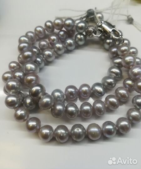 Браслет кольцо из натур. серого жемчуга