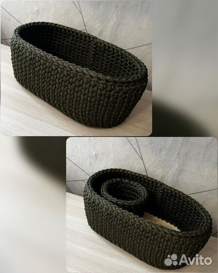 Вязанная интерьерная корзина