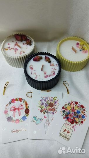 Арома свечи ручной работы в гипсовом подсвечнике