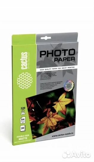 Фотобумага a4 Cactus double-side Matte