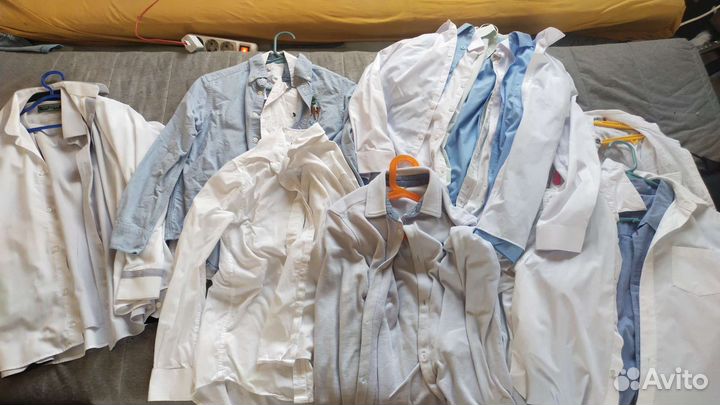 Рубашки школьные для мальчика б/у, много, 10-13 л