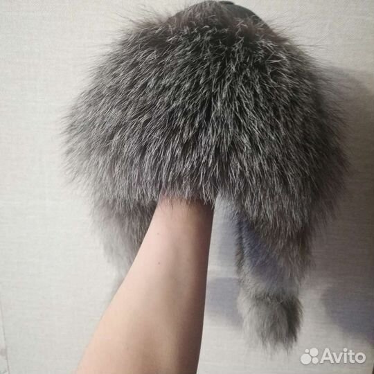 Шапка ушанка женская практ. новая чернобурка кожа