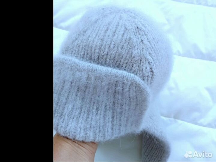 Шапка ушанка женская вязаная