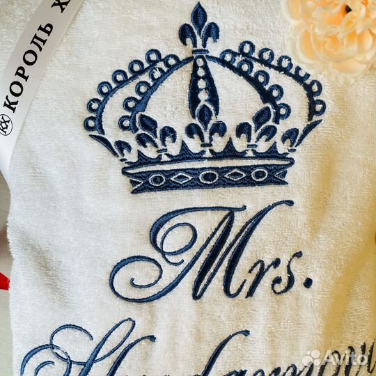 Мужской махровый халат с вышивкой на заказ