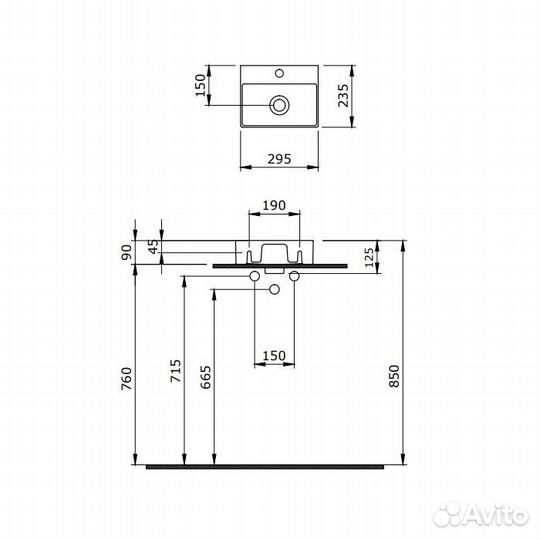 Раковина berges Small накладная, 29х24 см, с отве