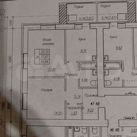 2-к. квартира, 60 м², 8/17 эт.