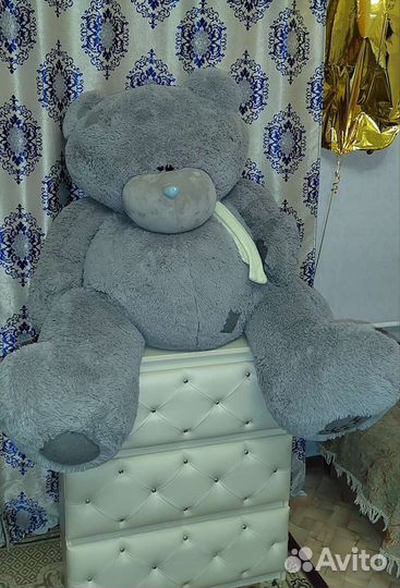 Огромный мишка Тедди, серого цвета, 200 см