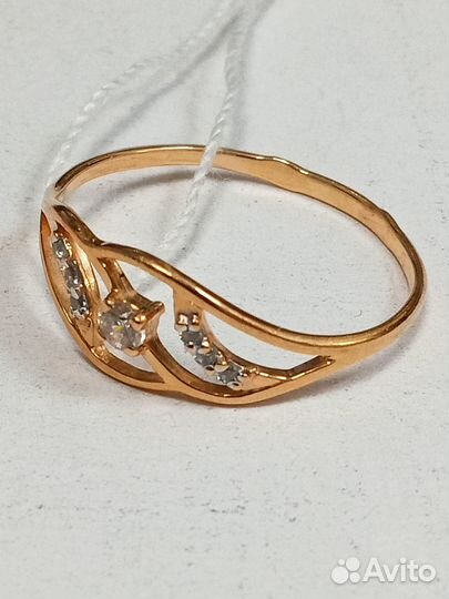 Золотое кольцо с фианитом 16,5р