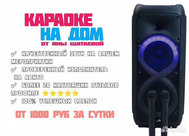 Мощное караоке: колонка 500 ватт + 2 микрофона