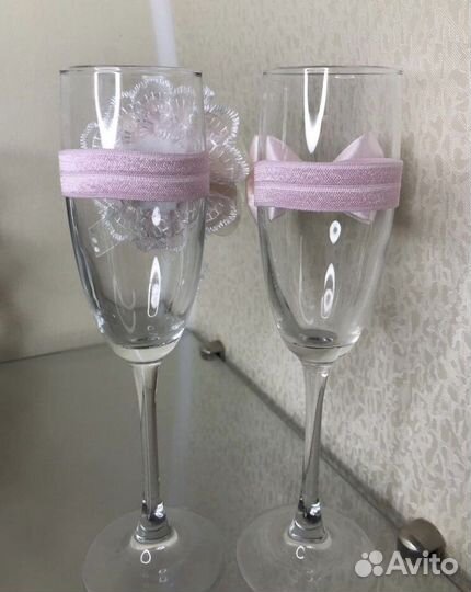 Свадебное украшение на бокалы