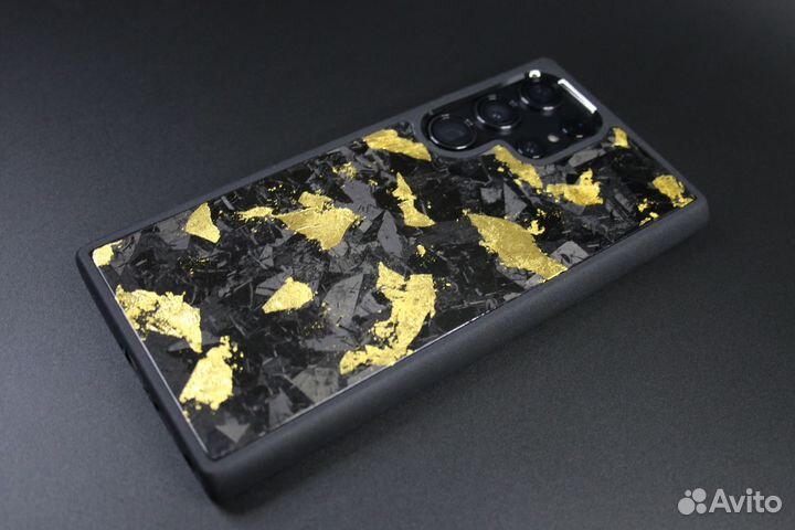 Чехол на Samsung Galaxy Кованый карбон Золото