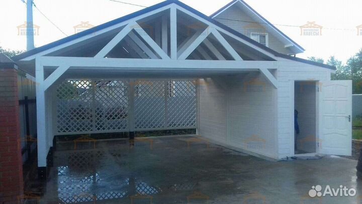 Навесы для автомобиля из дерева