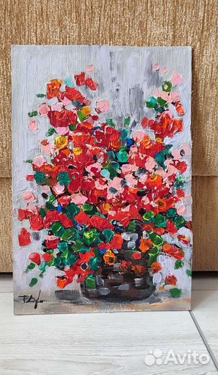 Картина цветы красные