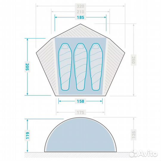 Палатка 3-местная forclaz trek 900
