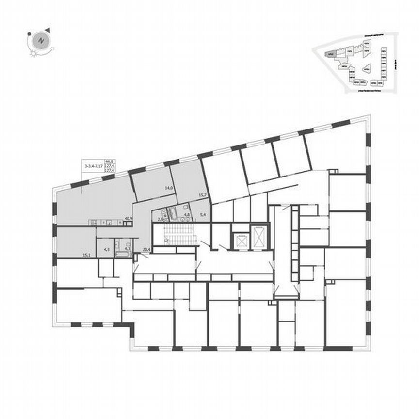 3-к. квартира, 127,4 м², 6/9 эт.