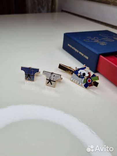 Подарочный набор Дзюдо: зажим для галстука/запонки
