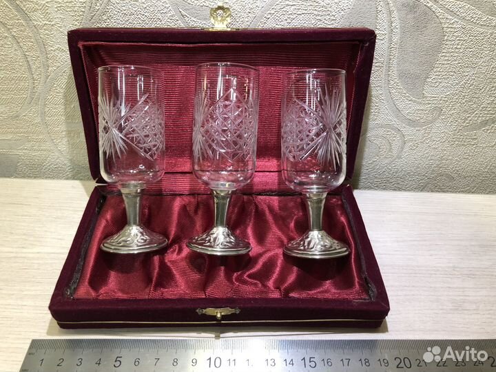 Рюмки хрустальные СССР Ножка металл