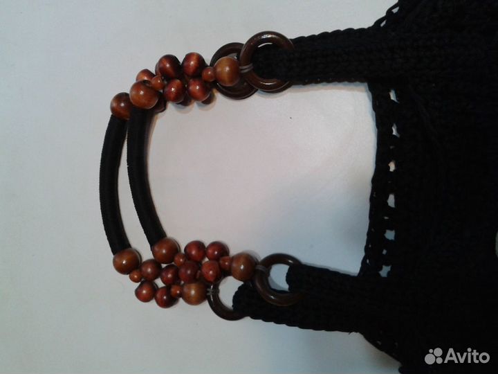 Сумка женская винтажная. Макраме, дерево