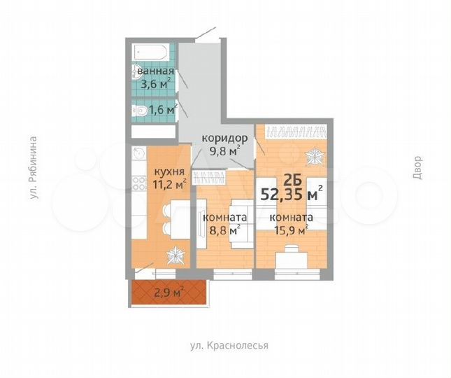 2-к. квартира, 52 м², 10/25 эт.