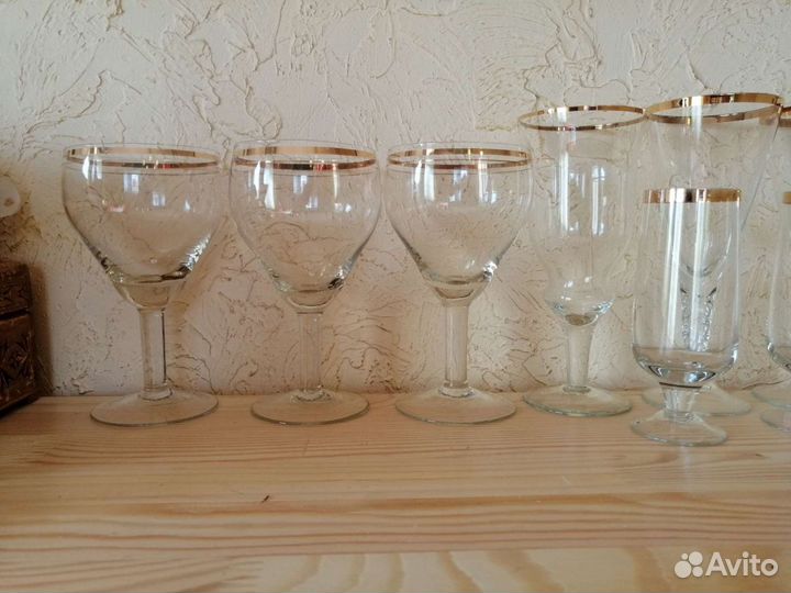 Фужеры СССР с золотым ободком