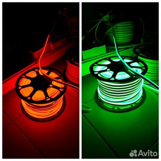 Светодиодная неоновая лента, зелёная, красная IP67