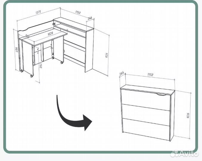 Письменный стол-трансформер HomeGrad LS, графит
