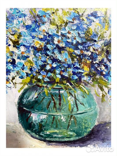 Картина полевые цветы незабудки