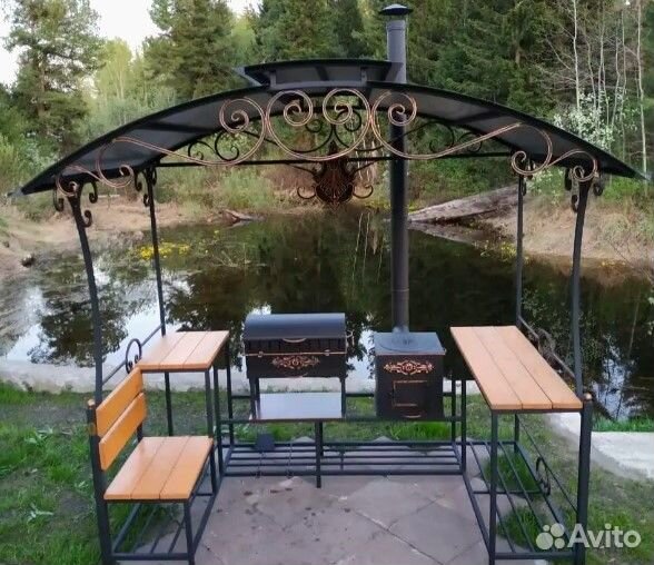 Мангал, навес, печь для казана